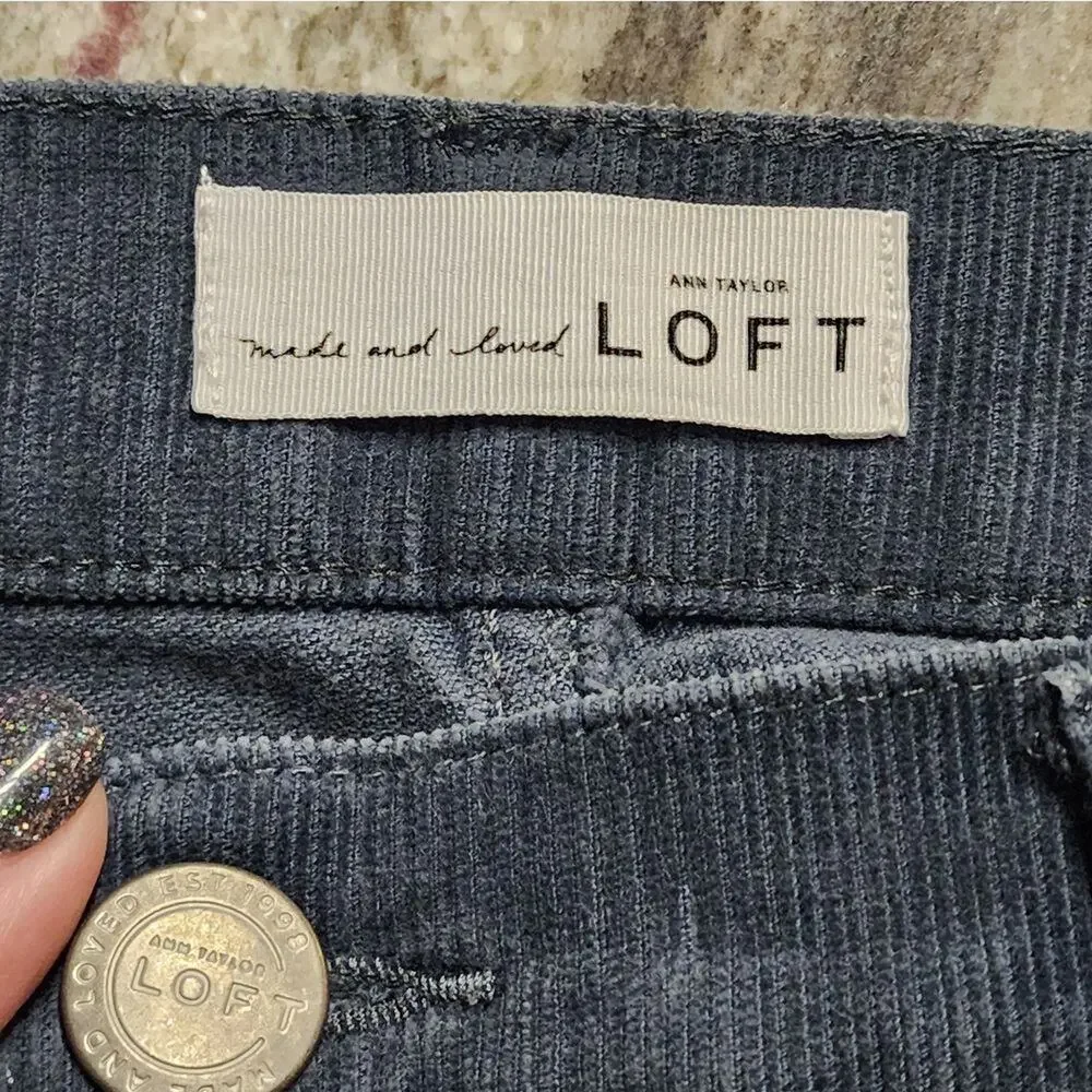 LOFT mid rise Grey fine wale stretch Skinny corduroy‎ pants size 29 8